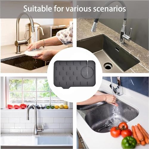2 Pack Mini Sink Splash Guard, Double Sided Kitchen Faucet Mat