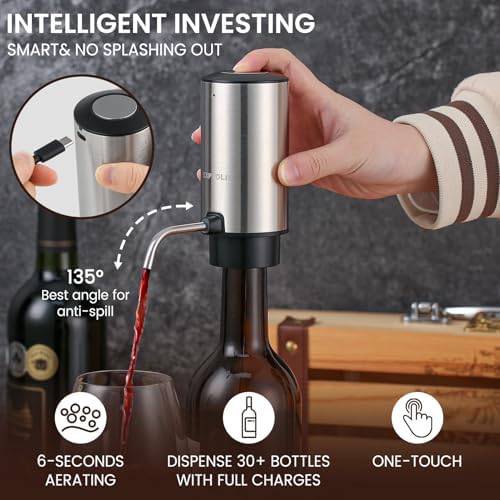 Electric Wine Opener Gift Set - Rechargeable Wine Bottle Opener, Wine