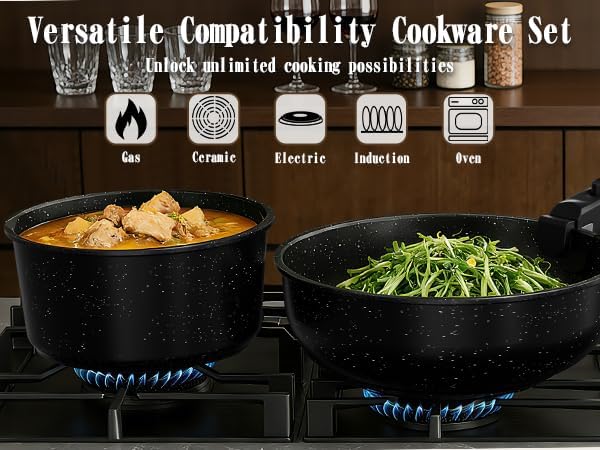 Umite Chef 21Pcs Pots and Pans Set Non Stick, Nonstick Cookware Sets Detachable - Image 9