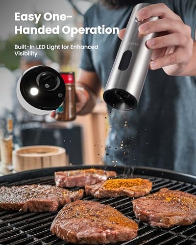 Rechargeable Electric Salt and Pepper Grinder Set, Charging Base