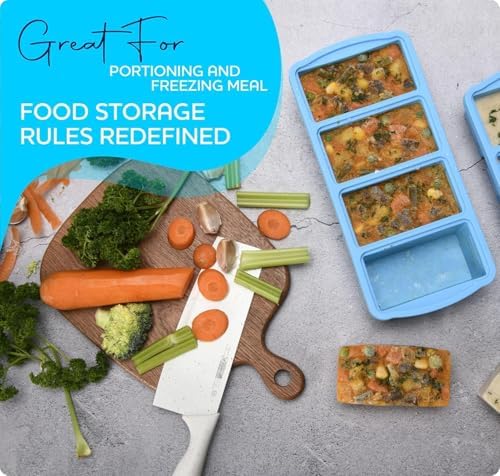 ZIP STANDING Silicone Freezer Trays with Lid,1-cup Soup Freezer