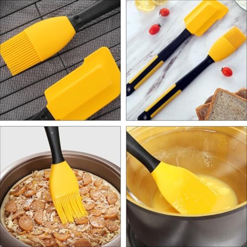 Silicone Pastry Brush and Spatula Set, Long Handle Baking Tools for