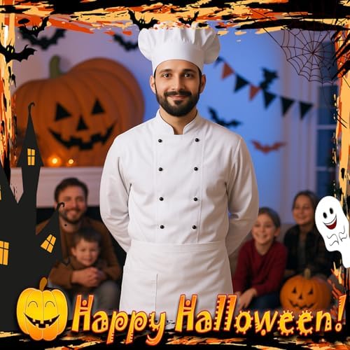 Shyyween White Half Bistro Burger Apron 26" Waist Chef Apron for Adult