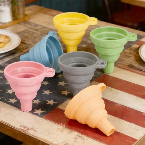 6PCS Food Grade Silicone Collapsible Kitchen Funnel Set