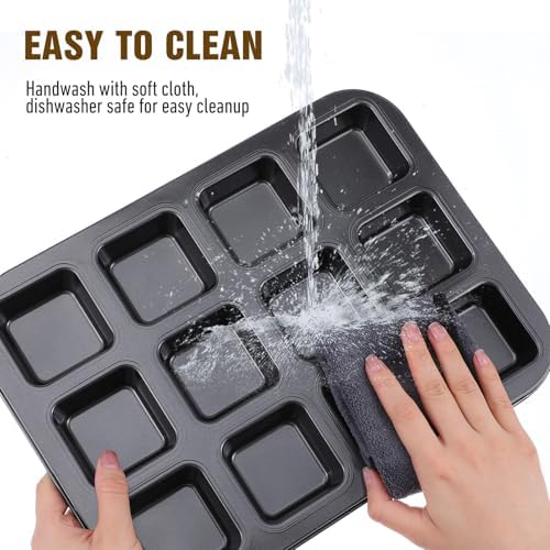 2 Pack Mini Brownie Pan with Dividers, Brownie Bite Pan, 12 Cavity