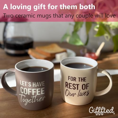 Triple Gifffted Lets Have Coffee Together Mug Set For Couples, 13oz