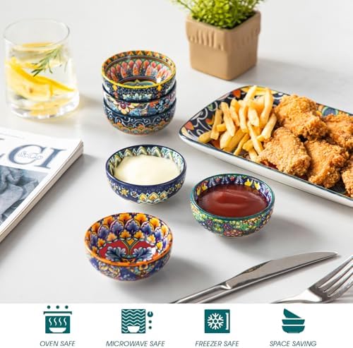 vancasso SIMI 2.7 Oz Ceramic Dipping Bowls Set of 6, Bohemian Sauce