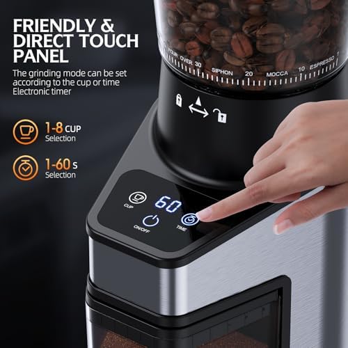 Burr Coffee Grinder Electric, LCD Touch Sceeen Coffee Bean Grinder