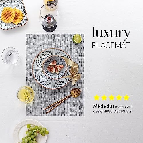 LEXMORE Placemats Set of 4 Vinyl/Plastic Woven Place Mats for Kitchen