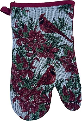 Set of 10, Red Cardinal Bird Holiday Season Christmas Design Tapestry