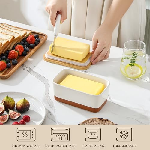 MALACASA Butter Dish with Lid, Large Butter Dish for Countertop