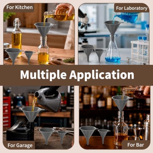 Plastic Kitchen Funnel Set of 3, Food Grade Funnels for Kitchen Use