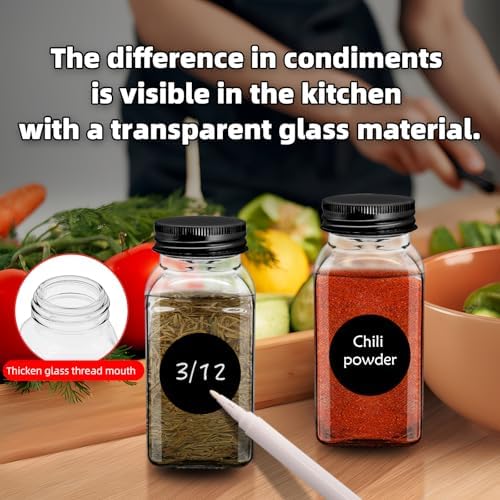 6Pcs 6oz Glass Spice Jars black iron Lids with Shaker Lids, Spice Jars