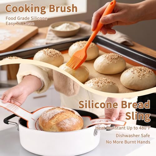 Danish Dough Whisk Set 7 Piece with Wooden Handle - Sourdough Baking