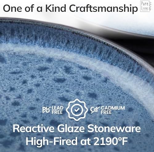 24 Piece Stoneware Dinnerware Set for 8, Handcrafted Plates and Bowls Set