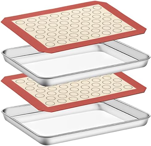 Deedro Stainless Steel Baking Sheet and Silicone Mat Set of 4