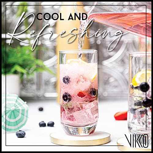 Vikko Drinking Glasses, 12 Oz Drinking Glasses Set of 6, Crystal Clear