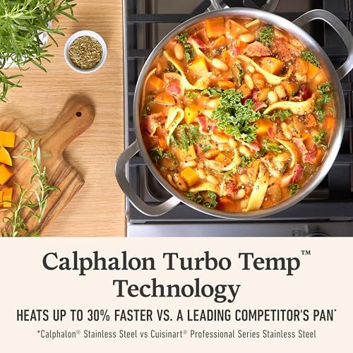 Calphalon Brushed 3-Ply Stainless Steel Cookware Set w/Turbo Heat Tech