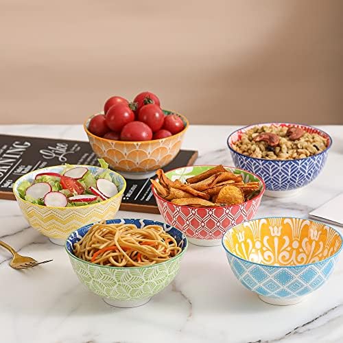 Dessert Bowls Set of 6 - Small Ceramic Bowls for Ice Cream, Snack