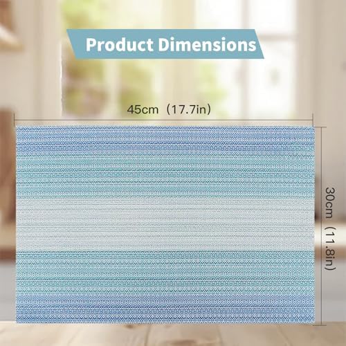 HeloHo Blue Placemats Set of 6,Stain-Resistant Kitchen Table Mats