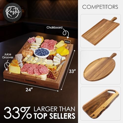 Extra Large Acacia Wood Cutting Board, 33 x 24 Inches