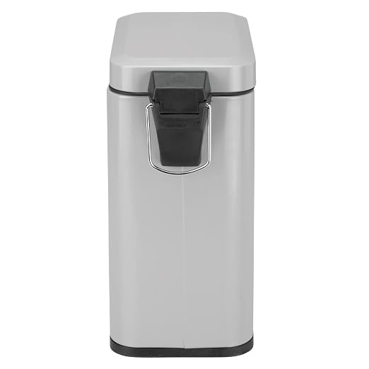 mDesign Small Modern 1.3 Gallon Rectangle Metal Lidded Step Trash Can, Compact - Image 6