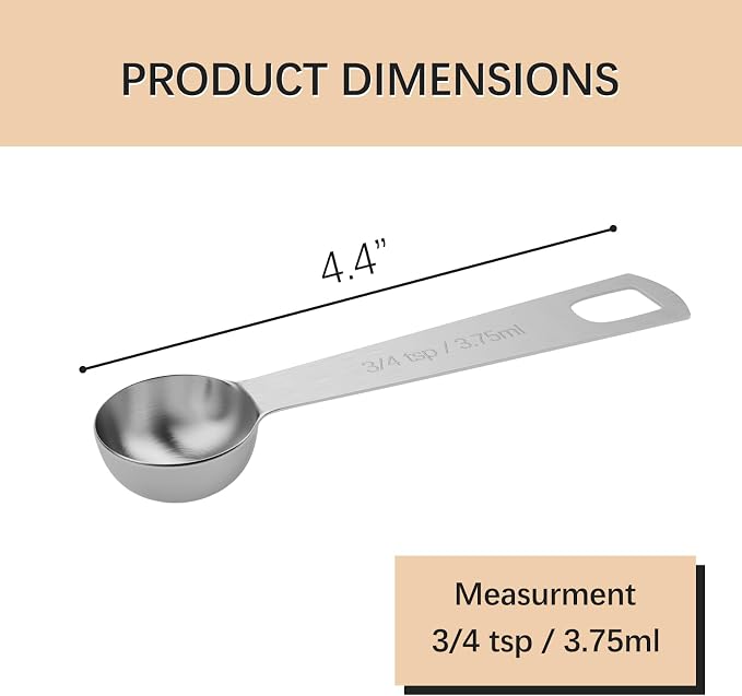 2PCS 3/4tsp Single Measuring Spoon, Stainless Steel Individual Teaspoons Only - Image 2