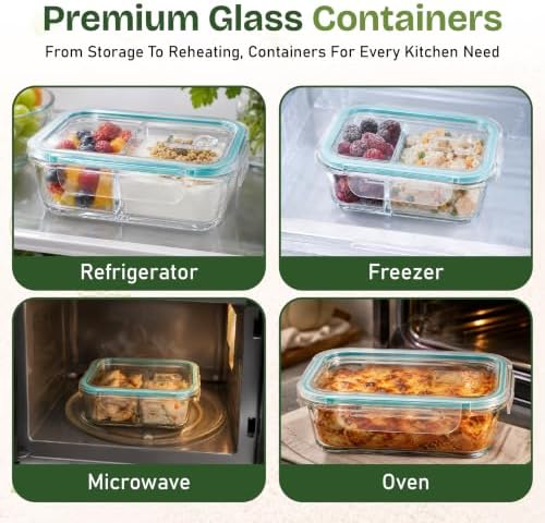 Glass Meal Prep Containers 3 Pack – Upgraded Version with Steam Vent