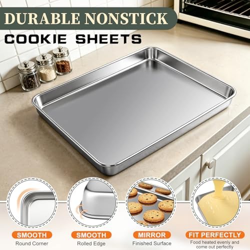 Stainless Steel Baking Sheet, Rack and Mat Set, 16 x 12 x 1 Inch