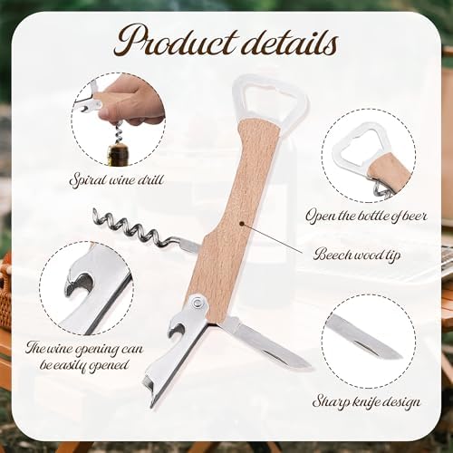 12Pcs Wooden Wine Bottle Opener Groomsmen Gifts for Wedding Day 4 in 1