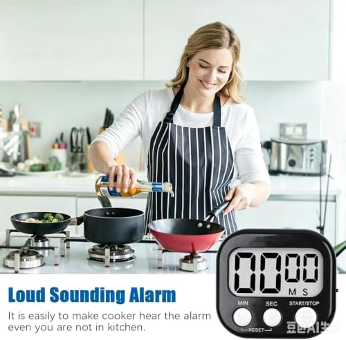 12 Pack Digital Kitchen Timers, Black