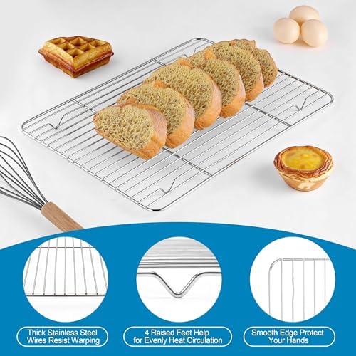 Herogo Baking Sheet with Wire Rack Set(2 Pans + 2 Racks), 16" x 12" x