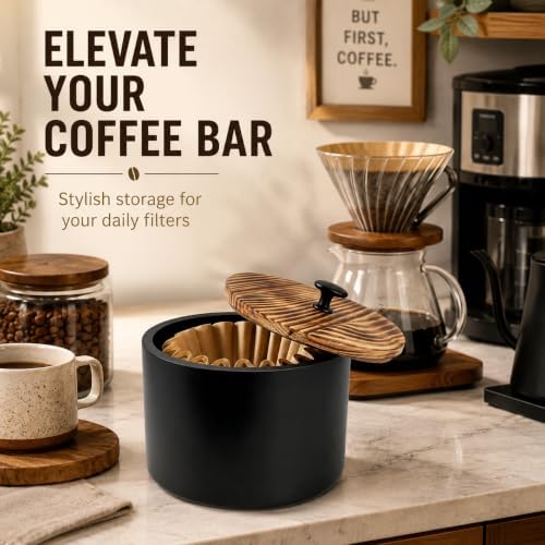 Sokfone Wooden Coffee Filter Holder for Counter, Coffee Filter Storage