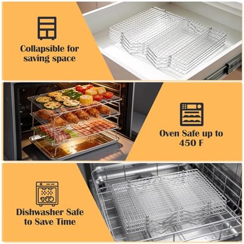 P&P CHEF 4 Tier Stackable Cooling Racks for Cooking and Baking, 15" x