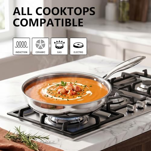 imarku 8"/10"/12" Hybrid Non Stick Frying Pan Set with Lids, PFOA Free