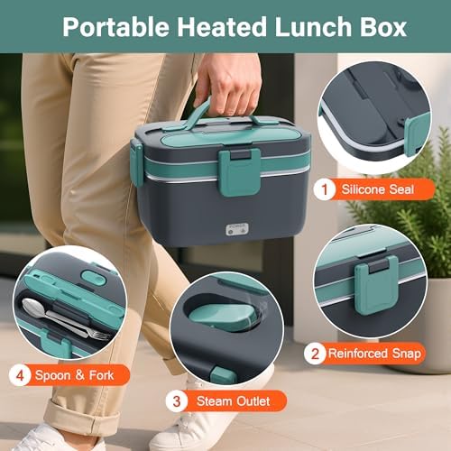 2.8L Electric Heated Lunch Box for Adult 100W Portable Food Warmer