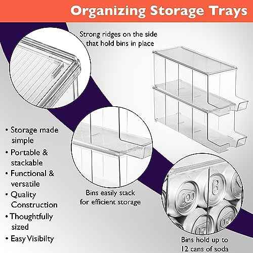 ClearSpace Soda Can Organizer Dispenser for Refrigerator, 12 Can, 4 Pack