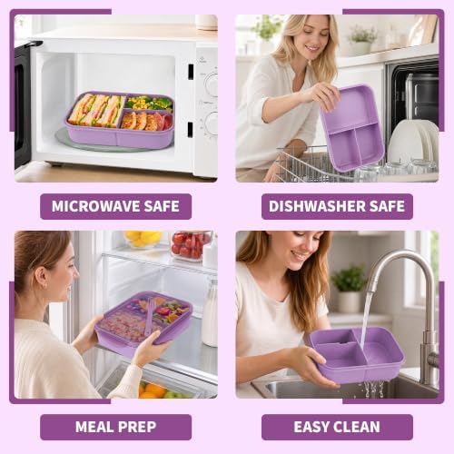 Itopor Bento Lunch Box for Kids & Adults, 1350ml, 3 Compartments
