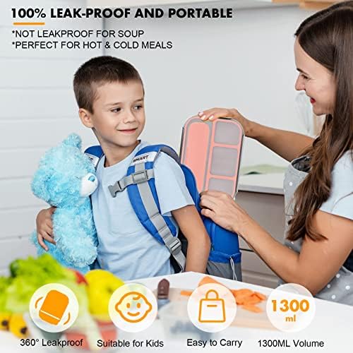 Bento Box for Kids 1300ML with 4 Compartment & Food Picks Cake Cups