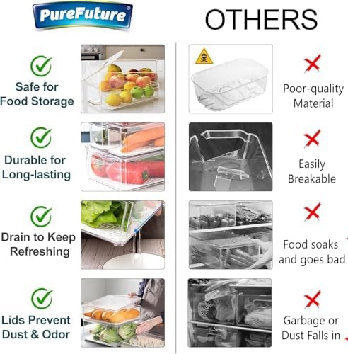 Pure Future 10-Pack Fridge Organizers and Storage Clear Container with Lids