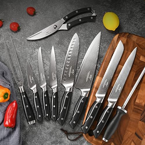 18-Piece Damascus Kitchen Knife Set, Grey