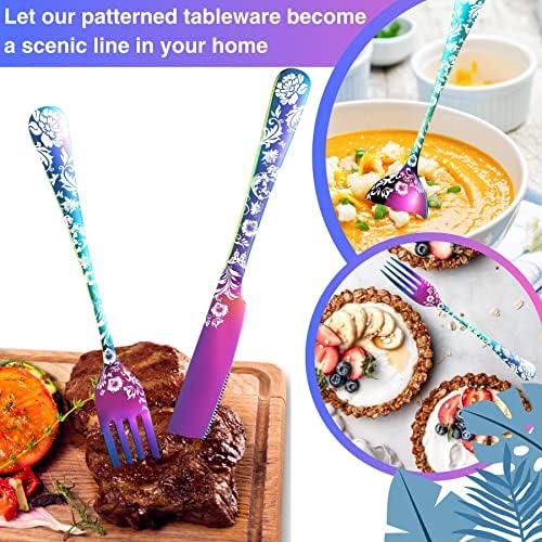 Vilihkc 20 piece Peony Flower Pattern Design Silverware Set, Stainless