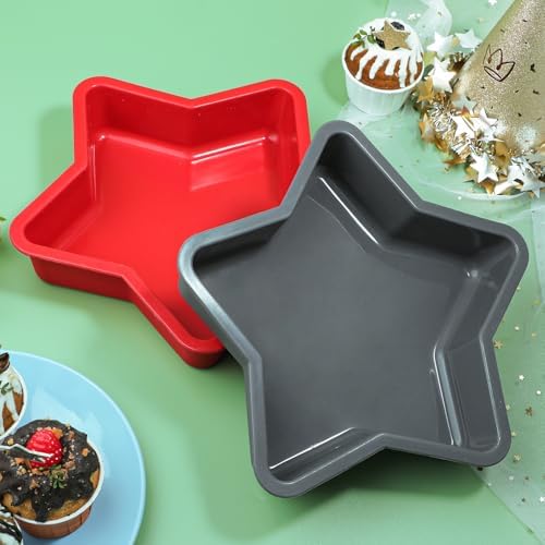 Webake 2Pcs Silicone Star Cake Pan 10 Inch Large Nonstick Star Shaped