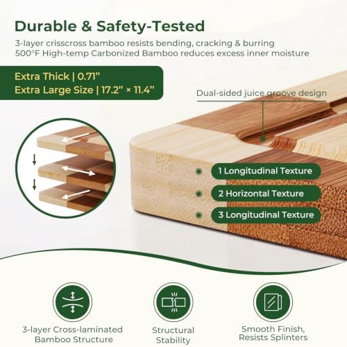 Pure Titanium Cutting Board, Bamboo Cutting Boards Set for Kitchen