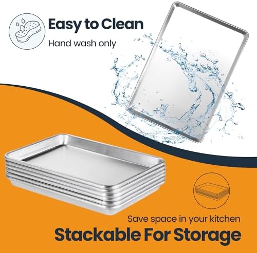 6 Pack Half Size Aluminum Baking Sheet Pan, 18 x 13 in