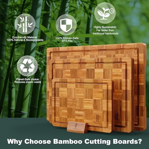 Extra Large Bamboo Cutting Boards, 3-Pack Heavy Duty Bamboo Cutting