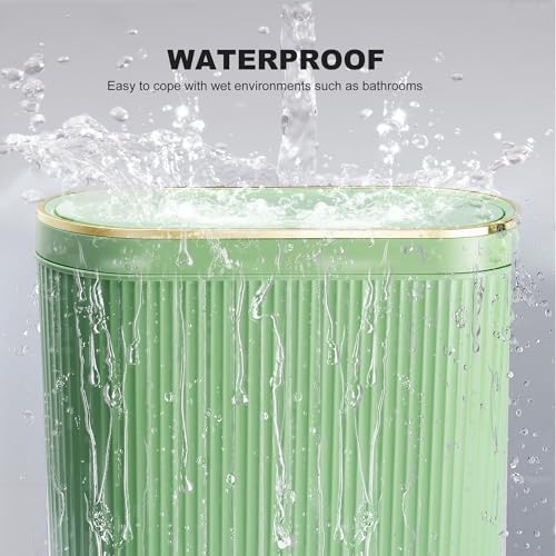 Supteron Bathroom Trash Can with Lid, 3.2 Gallon, Mint Green