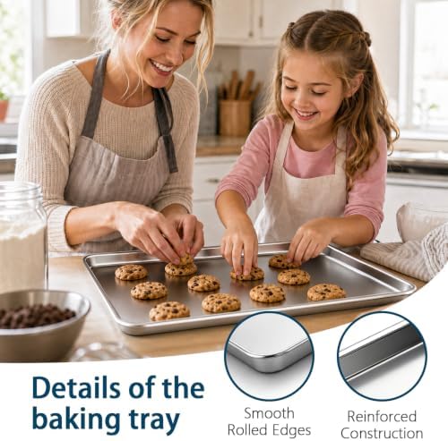 Baking Sheet Set of 2, 18 Inch Stainless Steel Cookie Sheets, 0.8mm