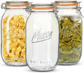 Anwoi 64OZ Wide Mouth Glass Mason Jars, 3 Pack
