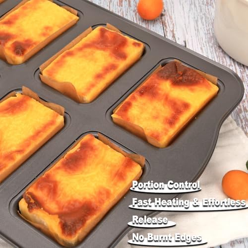 Mini Loaf Baking Pans Set 8-Cavity with 200 PCS Parchment Liners